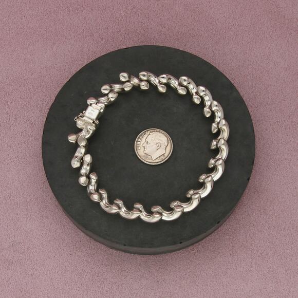 sterling silver italian made san marco macaroni link bracelet size 7.5in - Picture 2 of 3